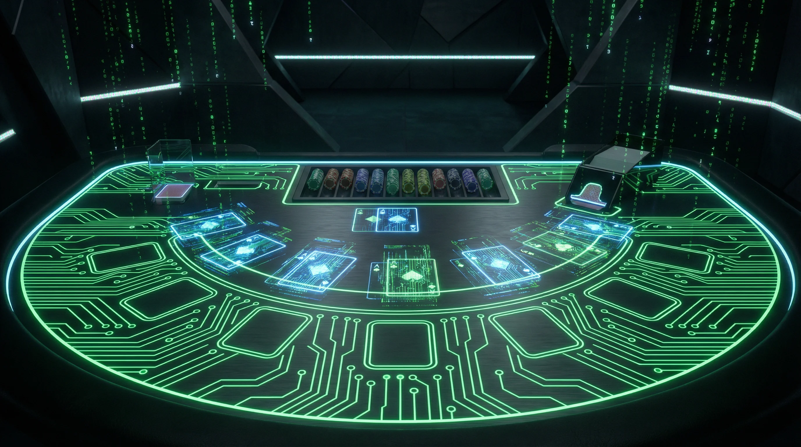 Mesa de blackjack digital com design cyberpunk no cncbet