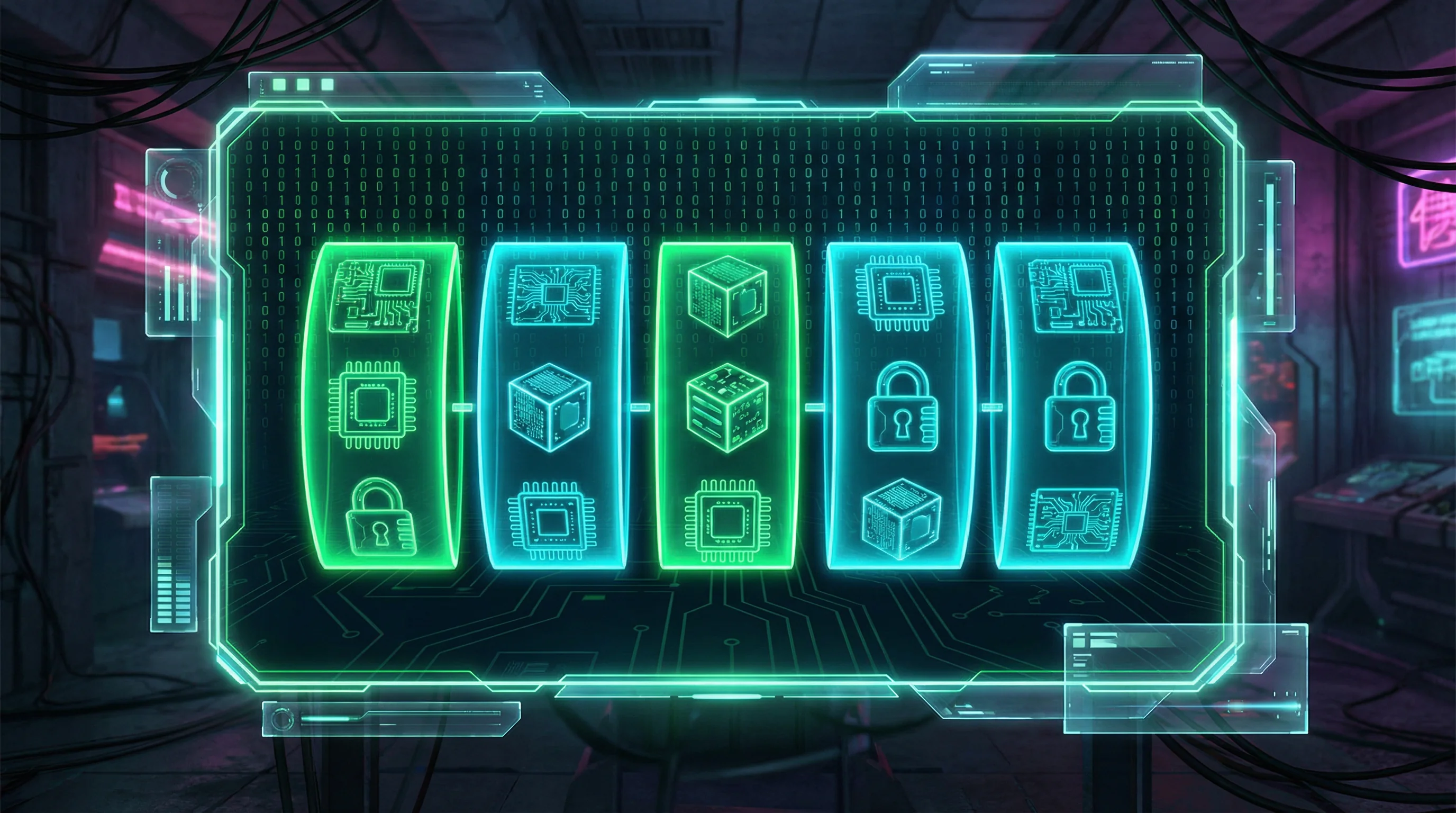 Interface futurista de caça-níqueis digital no cncbet